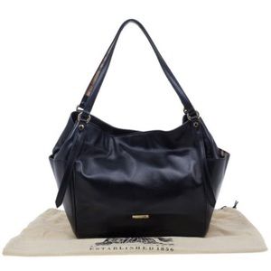 Authentic Burberry Soft Leather Black Canterbury Tote Handbag Shoulder Bag